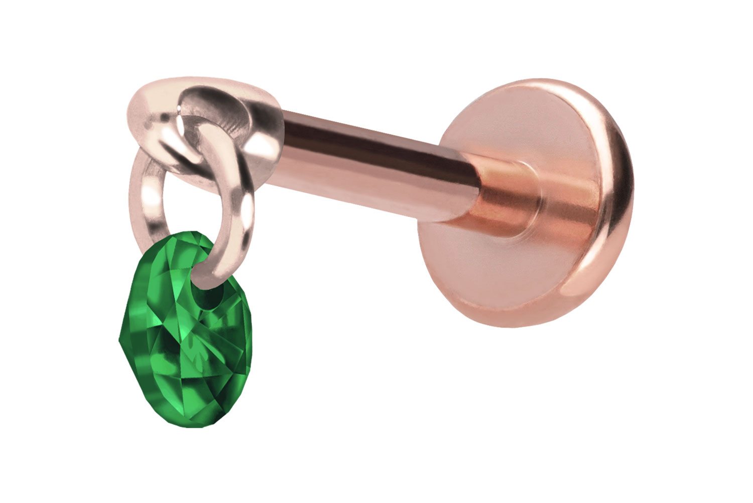 Titan Labret Piercing mit Push Fit RUNDER KRISTALL